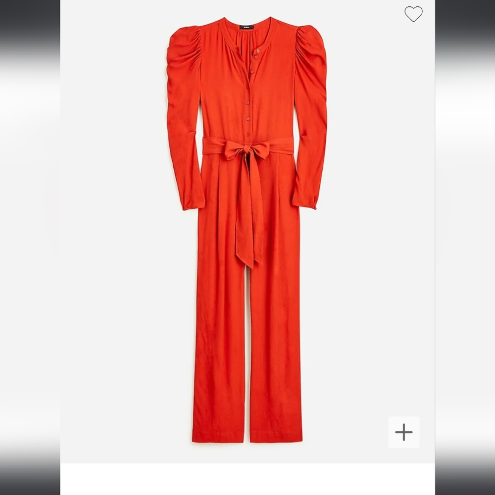 Ladies NWT J. CREW Drapey Puff  Sleeve Jumpsuit Romper Spiced Cayenne 8